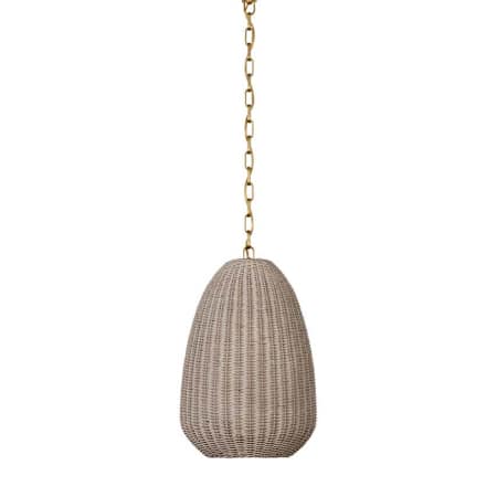 Visual Comfort Kokomo 12" Wide Pendant Antique-Burnished Brass / Ash Wicker