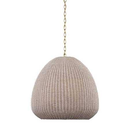 Visual Comfort Kokomo 30" Wide Pendant Antique-Burnished Brass / Ash Wicker