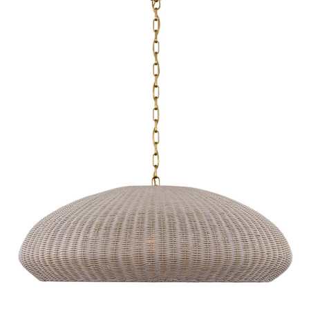 Visual Comfort Kokomo 32" Wide Pendant Antique-Burnished Brass / Ash Wicker