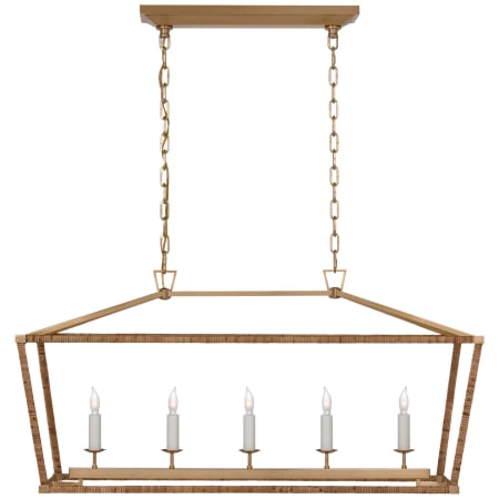 Visual Comfort Darlana 5 Light 41" Wide Linear Chandelier Antique-Burnished Brass / Natural Rattan