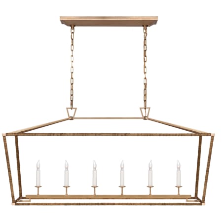 Visual Comfort Darlana 6 Light 54" Wide Linear Chandelier Antique-Burnished Brass / Natural Rattan