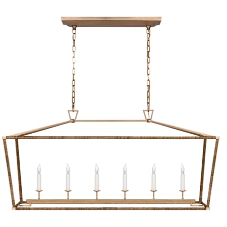 Visual Comfort Darlana 6 Light 54" Wide Linear Chandelier Antique-Burnished Brass / Natural Rattan