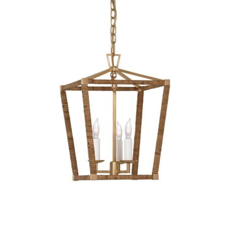Visual Comfort Darlana 3 Light 10" Wide Lantern Chandelier Antique-Burnished Brass / Natural Rattan