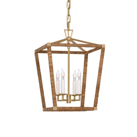 Visual Comfort Darlana 4 Light 13" Wide Lantern Chandelier Antique-Burnished Brass / Natural Rattan