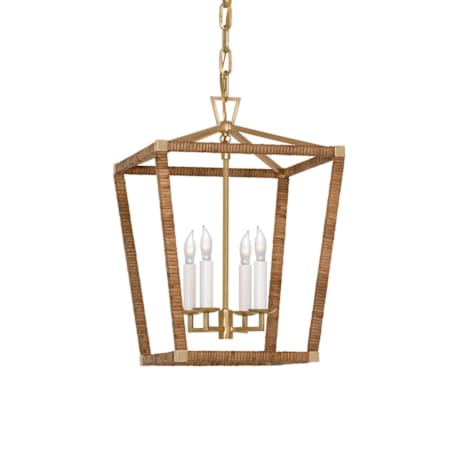 Visual Comfort Darlana 4 Light 13" Wide Lantern Chandelier Antique-Burnished Brass / Natural Rattan