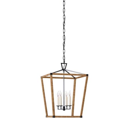 Visual Comfort Darlana Wrapped 4 Light 17" Wide Taper Candle Style Chandelier Aged Iron / Natural Rattan