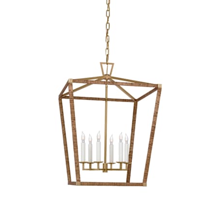 Visual Comfort Darlana 6 Light 24" Wide Lantern Chandelier Antique-Burnished Brass / Natural Rattan