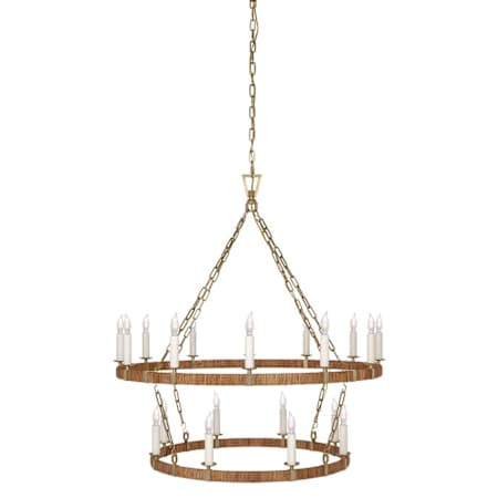 Visual Comfort Darlana Wrapped 20 Light 40" Wide Taper Candle Style Chandelier Antique-Burnished Brass / Natural Rattan