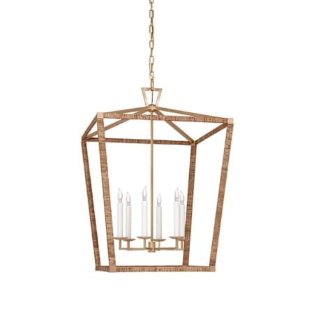 Visual Comfort Darlana 6 Light 29" Wide Lantern Chandelier Antique-Burnished Brass / Natural Rattan