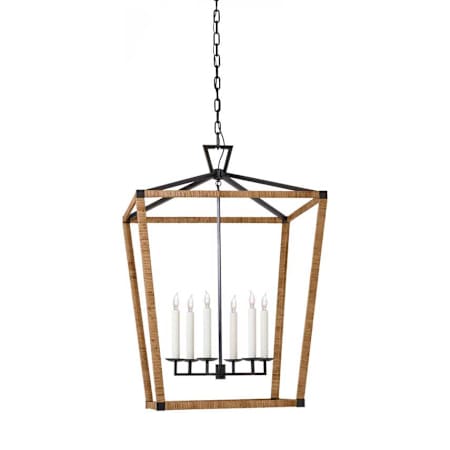 Visual Comfort Darlana Wrapped 6 Light 29" Wide Taper Candle Style Chandelier Aged Iron / Natural Rattan