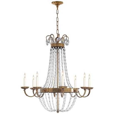 Visual Comfort Paris Flea Market 32" Large Chandelier with Seeded Glass by E. F. Chapman Antique Burnished Brass