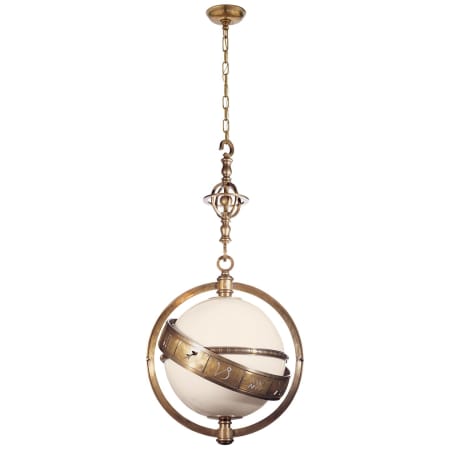 Visual Comfort Zodiac 23" Lantern with White Glass by E. F. Chapman Antique Burnished Brass