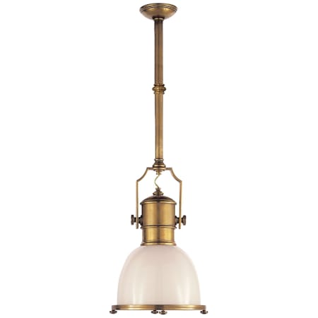Visual Comfort Country 14" Industrial Small Pendant with White Glass by E. F. Chapman Antique Burnished Brass