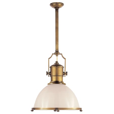 Visual Comfort Country 20" Industrial Large Pendant with White Glass by E. F. Chapman Antique Burnished Brass