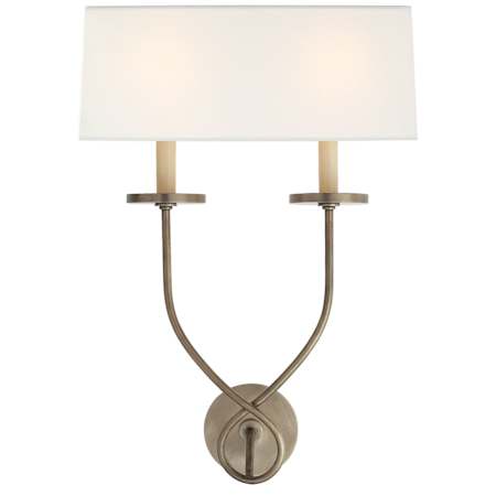 Visual Comfort Symmetric 2 Light 20" Tall Wall Sconce Antique Nickel