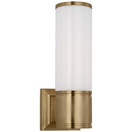 Visual Comfort Halford 14" Tall LED Bathroom Sconce Antique-Burnished Brass / White Glass