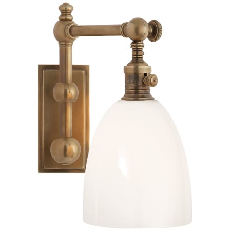 Visual Comfort Pimlico Single Light 6" Wide Bathroom Sconce with White Glass Shade Antique Burnished Brass