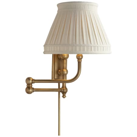Visual Comfort Pimlico 17" High Plug-In Wall Sconce with Linen Shade Antique Burnished Brass