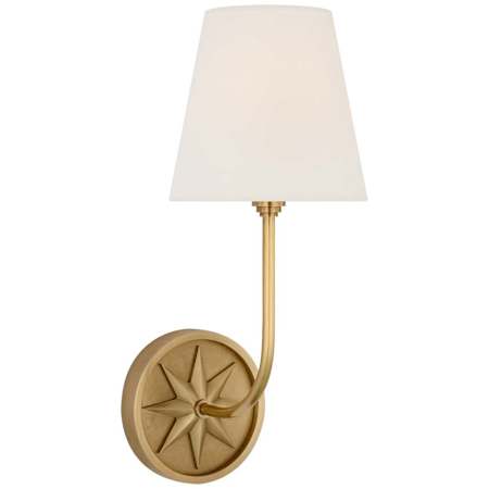 Visual Comfort Polaris 15" Tall Wall Sconce Antique-Burnished Brass / Linen