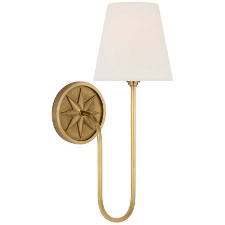 Visual Comfort Polaris 17" Tall Wall Sconce Antique-Burnished Brass / Linen