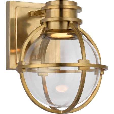 Visual Comfort Gracie 9" Single LED Sconce with Clear Glass by Chapman & Myers Antique Burnished Brass / Clear Glass