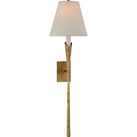 Visual Comfort Aiden Large Tail Sconce with Linen Shade Gilded Iron