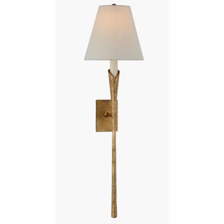 Visual Comfort Aiden Large Tail Sconce with Linen Shade Gilded Iron