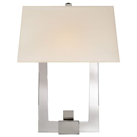 Visual Comfort Edwin 19" High Wall Sconce with Silk Shade Polished Nickel