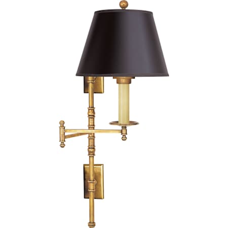 Visual Comfort Dorchester 27" High Plug-In Wall Sconce with Fabric Shade Antique Burnished Brass