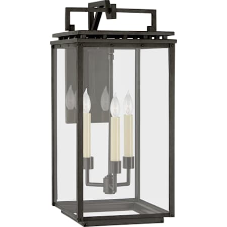 Visual Comfort Cheshire 21" Medium Bracketed Wall Lantern in Aged Iron with Clear Glass by Chapman & Myers Aged Iron