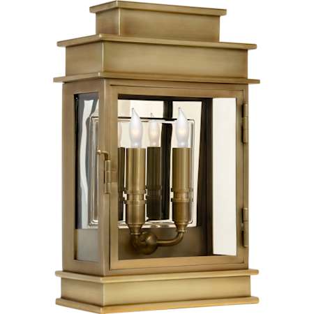 Visual Comfort Linear 15" Short Wall Lantern by Chapman & Myers Antique Burnished Brass