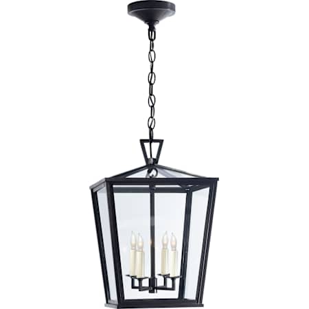 Visual Comfort Darlana 13" Small Hanging Lantern with Clear Glass by E.F. Chapman Bronze