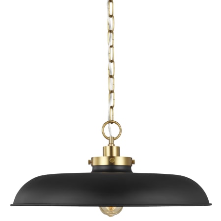 Visual Comfort Wellfleet 20" Wide Pendant Midnight Black / Burnished Brass
