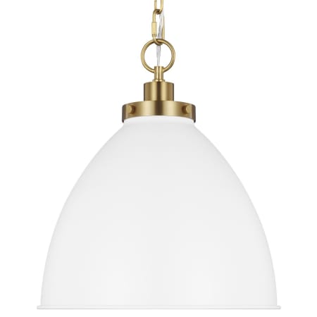Visual Comfort Wellfleet 16" Wide Bell Shade Pendant Matte White / Burnished Brass