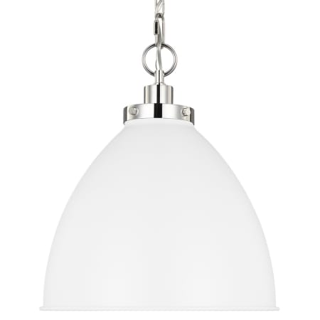 Visual Comfort Wellfleet 16" Wide Bell Shade Pendant Matte White / Polished Nickel