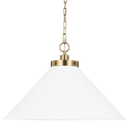 Visual Comfort Wellfleet 24" Wide Pendant Matte White / Burnished Brass