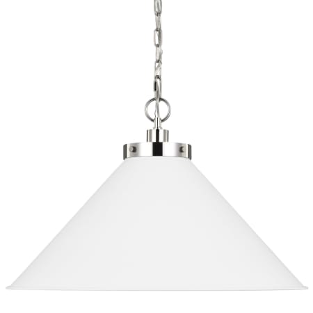 Visual Comfort Wellfleet 24" Wide Pendant Matte White / Polished Nickel