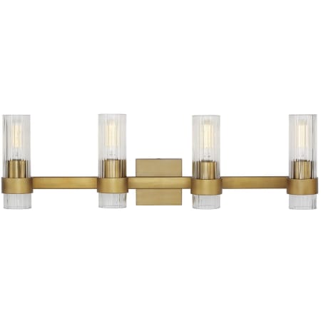 Visual Comfort Geneva 4 Light 30" Wide Vanity Light Burnished Brass