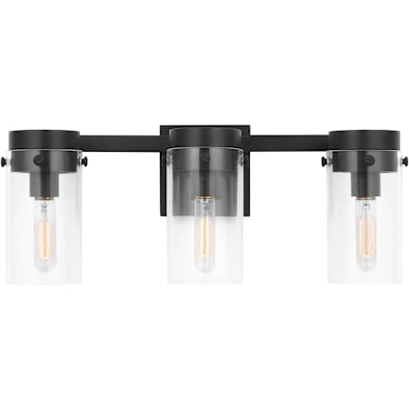 Visual Comfort Garrett 3 Light 21" Wide Vanity Light with Clear Glass Shades Aged Iron