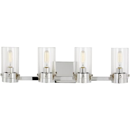 Visual Comfort Garrett 4 Light 29" Wide Vanity Light with Clear Glass Shades Polished Nickel