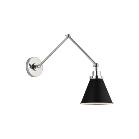 Visual Comfort Wellfleet 15" Tall Wall Sconce Midnight Black / Polished Nickel