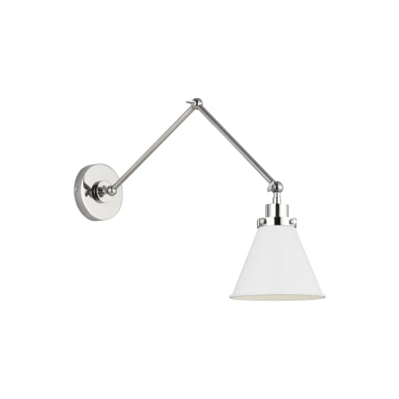 Visual Comfort Wellfleet 15" Tall Wall Sconce Matte White / Polished Nickel