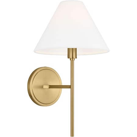 Visual Comfort Ridgewood 14" Tall Bathroom Sconce with Linen Shade Burnished Brass