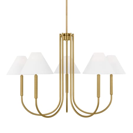 Visual Comfort Porteau 5 Light Large Chandelier by Drew & Jonathan Satin Brass