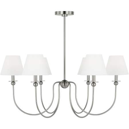 Visual Comfort Elsay 6 Light 36" Wide Chandelier with Linen Shades Brushed Nickel