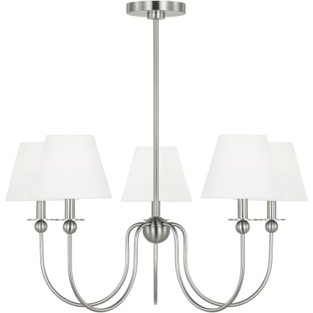 Visual Comfort Elsay 5 Light 30" Wide Chandelier with Linen Shades Brushed Nickel