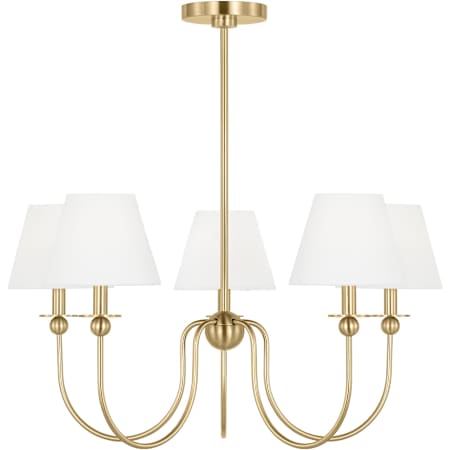 Visual Comfort Elsay 5 Light 30" Wide Chandelier with Linen Shades Satin Brass
