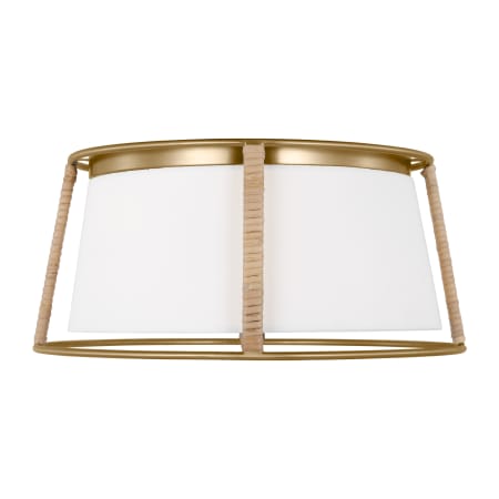 Visual Comfort Cortes 2 Light 14" Wide Flush Mount Ceiling Fixture with Linen Shade Satin Brass