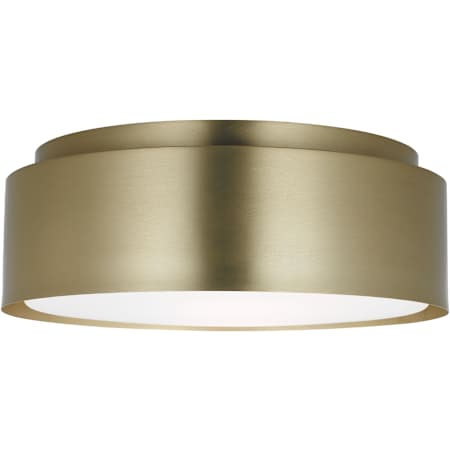 Visual Comfort Dartmore 2 Light 15" Wide Flush Mount Drum Ceiling Fixture with Steel Outer And Etched Opal Glass Inner Shade Satin Brass