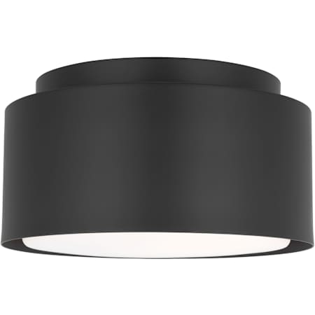Visual Comfort Dartmore 10" Wide Flush Mount Drum Ceiling Fixture with Steel Outer And Etched Opal Glass Inner Shade Midnight Black